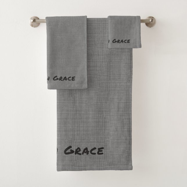 Customizable Grey Towel Set (Insitu)