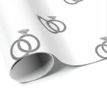 Customizable Grey Wedding Rings on White Wrapping Paper<br><div class="desc">Wrapping paper with a pattern of grey wedding rings repeating on a white background. Perfect for showers,  weddings,  and anniversaries. Customizable.</div>