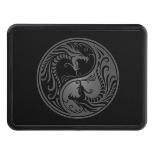 Customizable Grey Yin Yang Dragons Trailer Hitch Cover