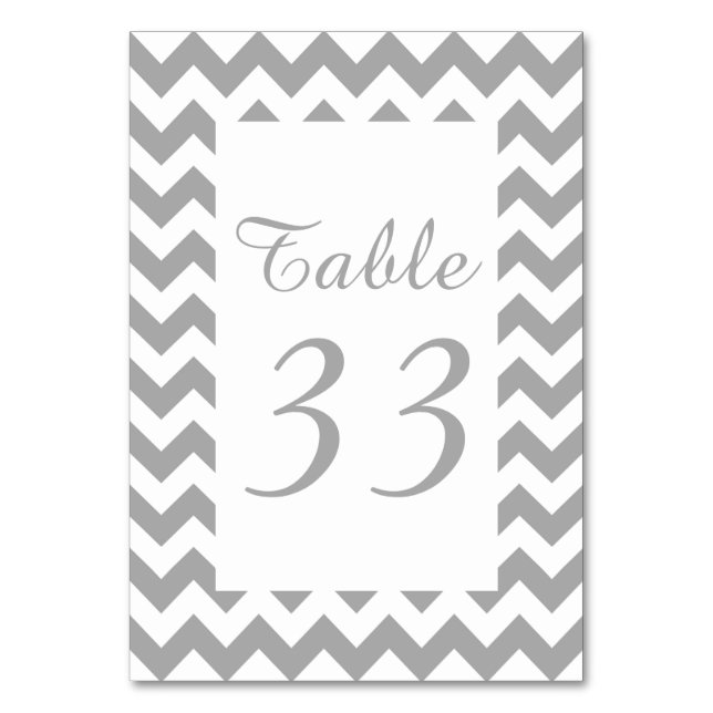Customizable Grey Zigzag Numbered Table Number (Front)