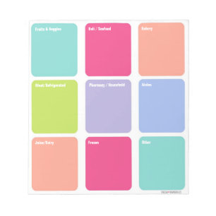 Customizable Grocery Shopping List Note Pad