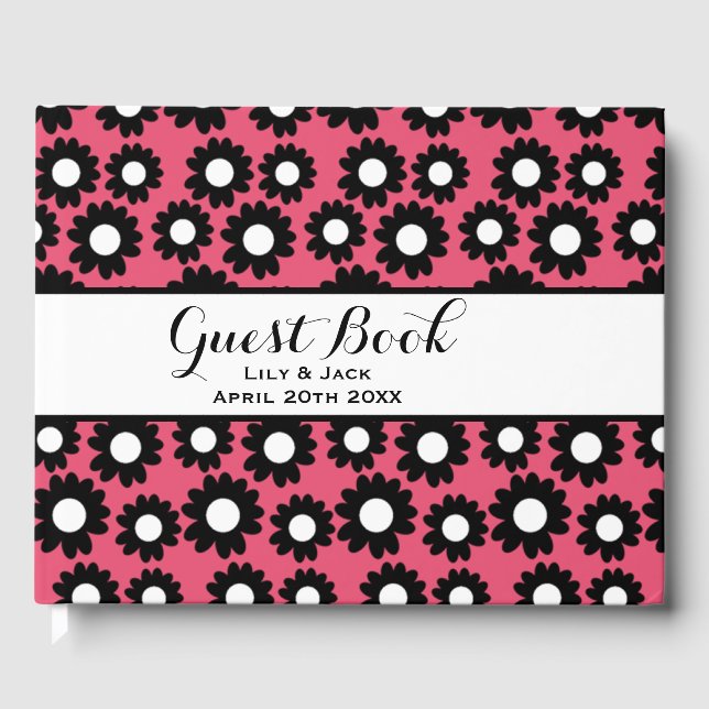 Customizable Groovy Daisies Guest Book (Front)