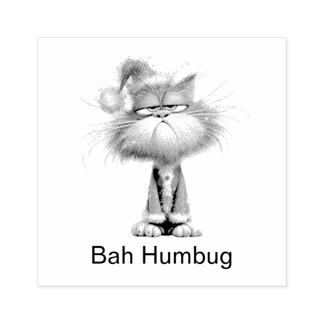 Customizable Grumpy Santa Cat Rubber Stamp (Imprint)