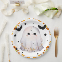Customizable Halloween Baby Shower Paper Plate