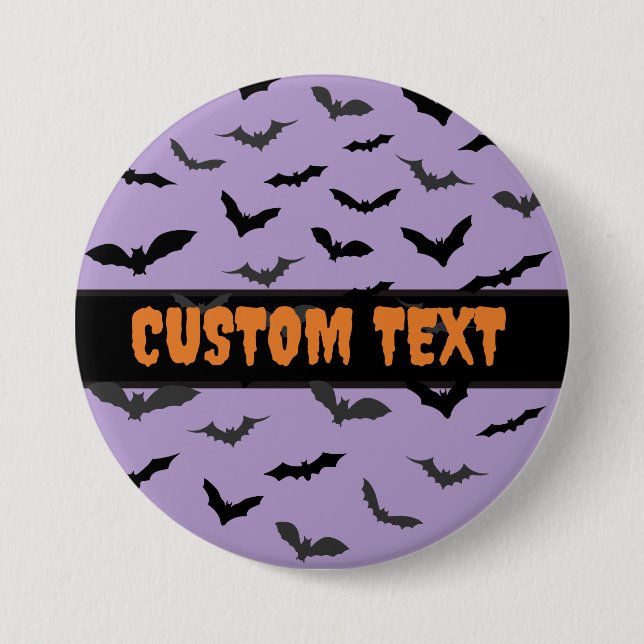 Customizable Halloween Button, Flying Black Bats  3 Inch Round Button (Front)
