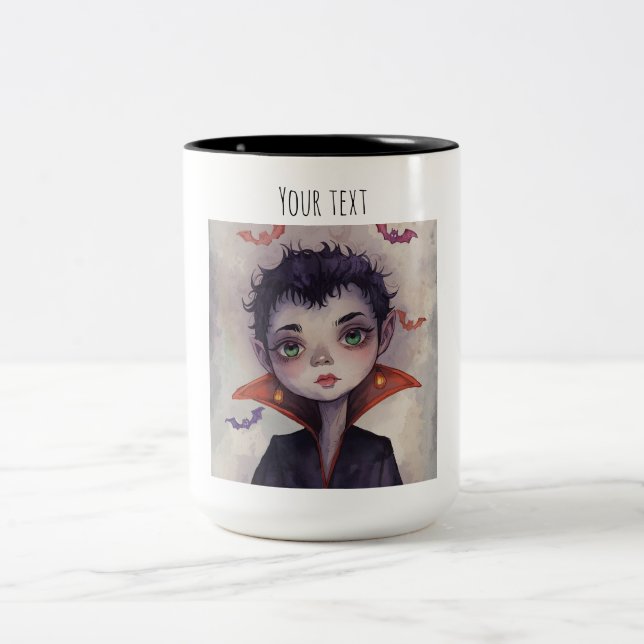 Customizable Halloween Coffee Cup. Two-Tone Coffee Mug (Center)