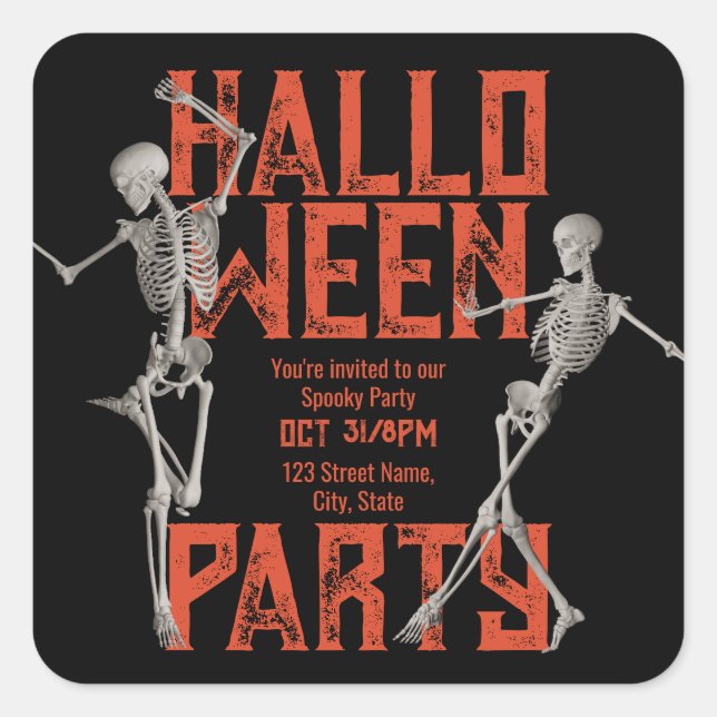 Customizable Halloween Dance Party Square Sticker (Front)