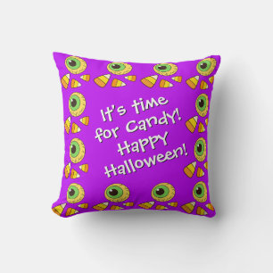 Customizable Halloween Eyeball & Candy Corn Pillow