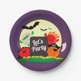 Customizable Halloween - Let's Party Mochis Paper Plate