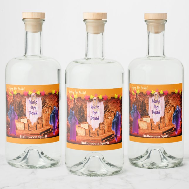 Customizable Halloween Party 'Wake the Dead'  Liquor Bottle Label (Bottles)