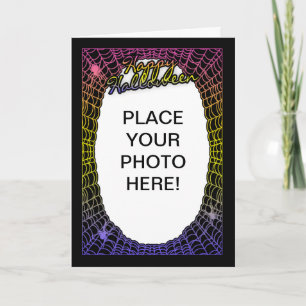 customizable halloween photo spider web card
