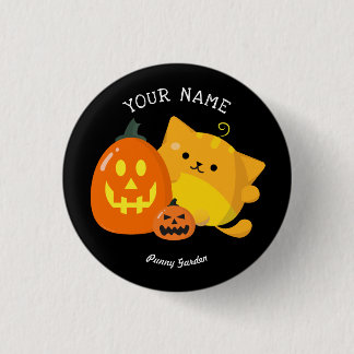 Customizable Halloween - Pumpkin Cat 1 Inch Round Button