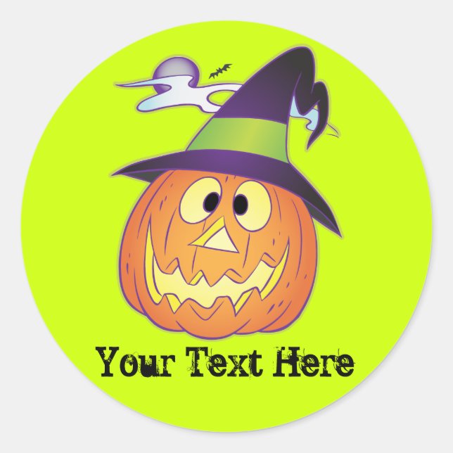 Customizable Halloween Pumpkin Classic Round Sticker (Front)