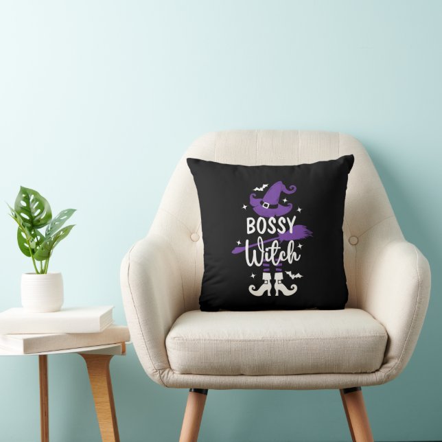 Customizable Halloween Witch  Throw Pillow (Chair)