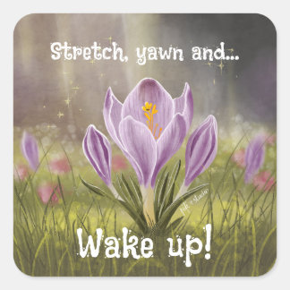 Customizable Hand Drawn Crocus Flowers Square Sticker