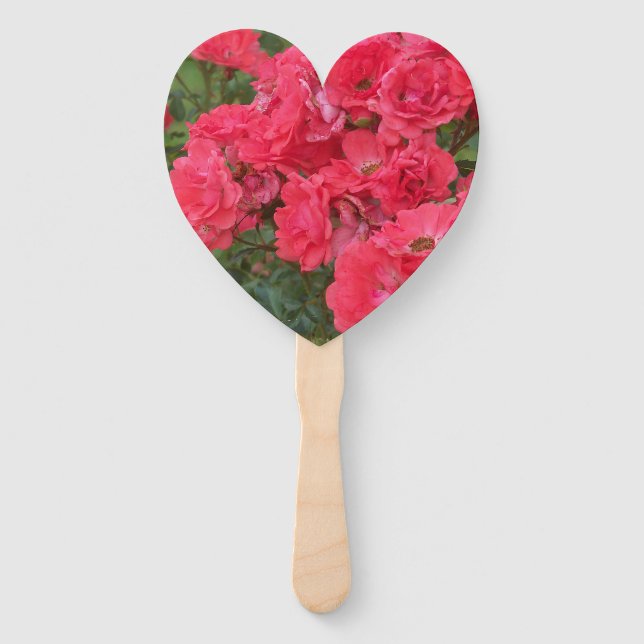 Customizable hand fan - Salmon coloured Roses (Front)