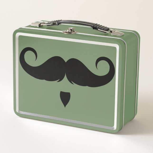 Customizable Handlebar Moustache Metal Lunch Box (Front)
