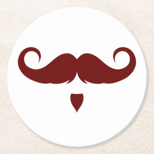 Customizable Handlebar Moustache Round Paper Coaster