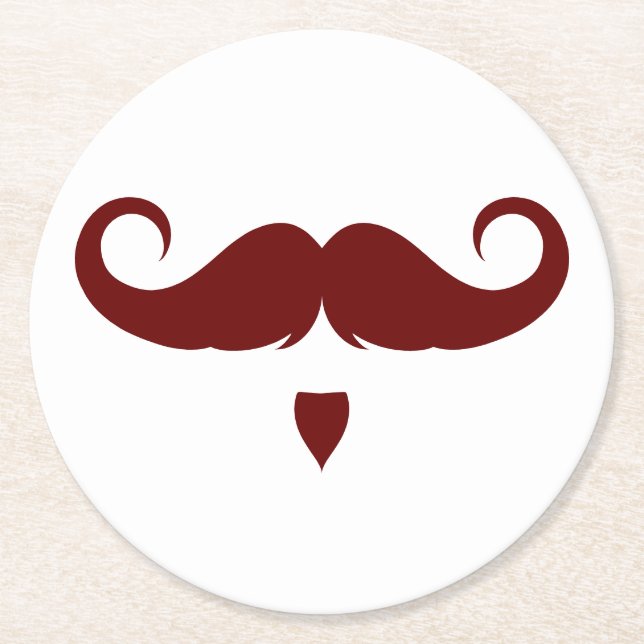 Customizable Handlebar Moustache Round Paper Coaster (Front)