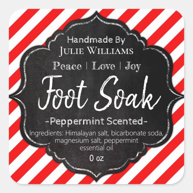 Customizable Handmade Christmas Foot Soak Label (Front)