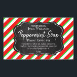 Customizable Handmade Christmas Soap Label<br><div class="desc">This Christmas stripe and chalkboard sticker for peppermint soap is a customizable label for someone who loves making their own spa products to sell at fairs, fetes and at their own shop stall at a market. It can also be used for handmade gifts for family and friends. This can be...</div>