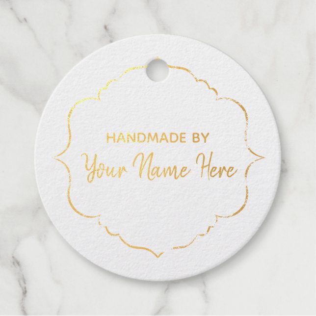 Customizable Handmade Gold Foil Favour Tags (Front)