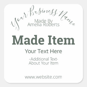 Customizable Handmade Hobby Craft DIY Business Square Sticker