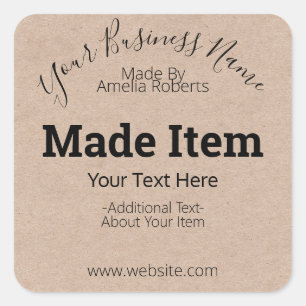 Customizable Handmade Hobby Craft DIY Business Square Sticker
