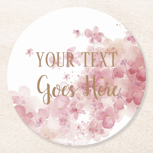 Customizable Handmade Product floral wreath Round Paper Coaster (Front)