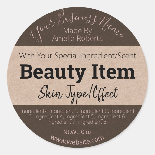 Customizable Handmade Skin Care Label DIY Business (Front)