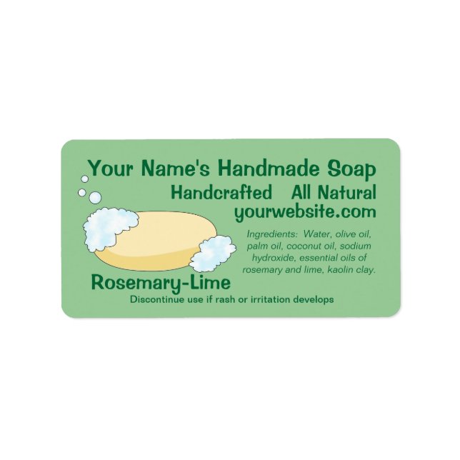 Customizable Handmade Soap Label Template (Front)