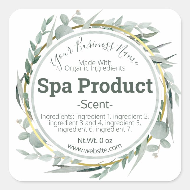 Customizable Handmade Spa Product DIY Business Square Sticker (Front)