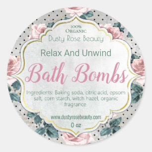Customizable Handmade Vintage Bath Bomb Label
