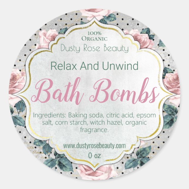Customizable Handmade Vintage Bath Bomb Label (Front)