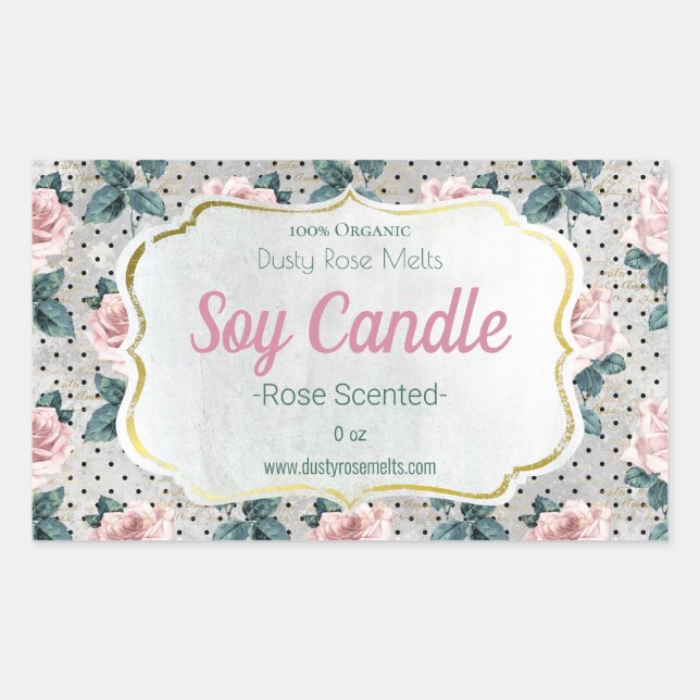 Customizable Handmade Vintage Soy Candle Label (Front)