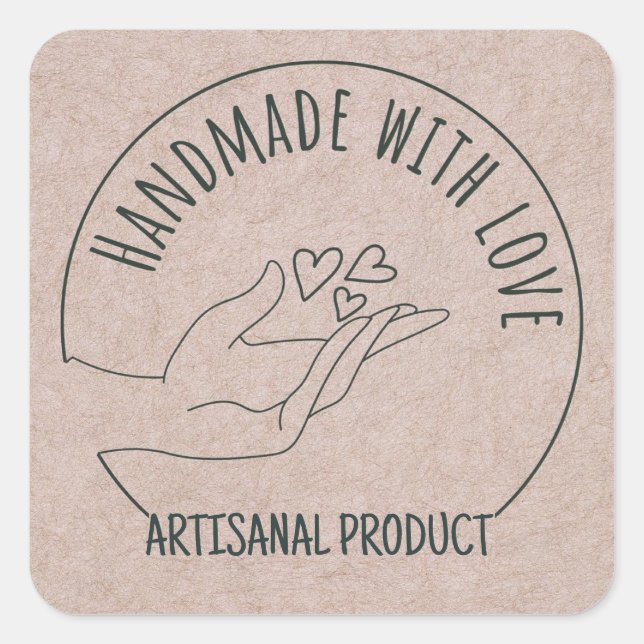 Customizable Handmade With Love Product Square Sticker (Front)