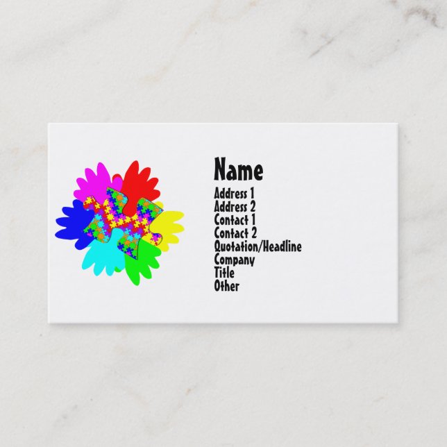 Customizable Hands And Puzzling Puzzle Piece Business Card (Front)