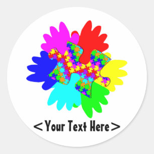 Customizable Hands And Puzzling Puzzle Piece Classic Round Sticker