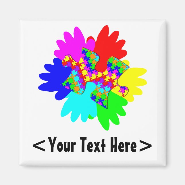 Customizable Hands And Puzzling Puzzle Piece Magnet (Front)