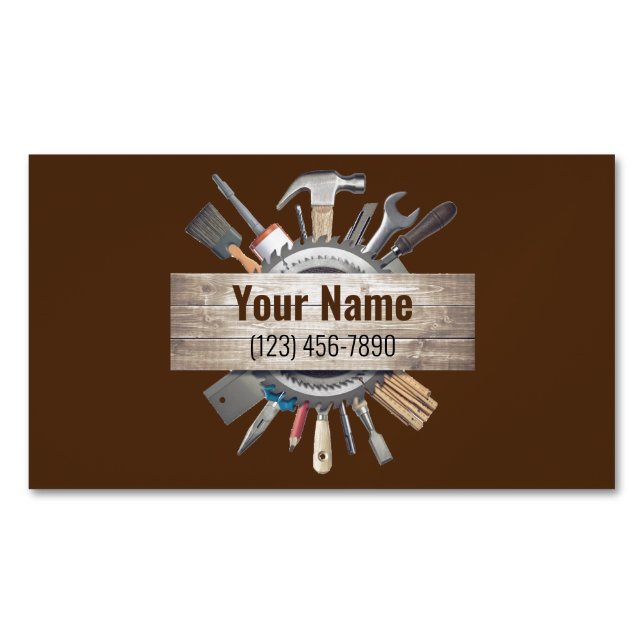 Customizable handyman contractor tools v2 	Magnetic business card (Front)