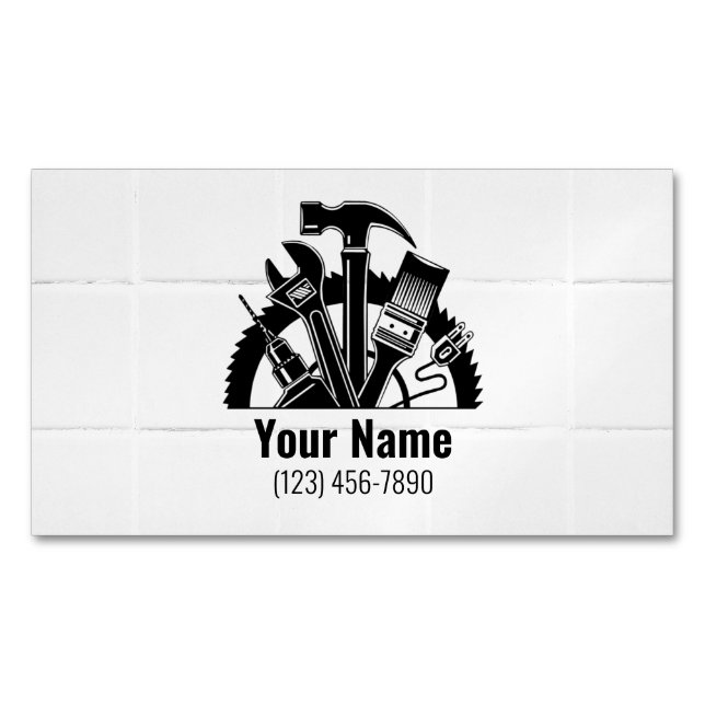Customizable handyman tools tiles 	Magnetic business card (Front)