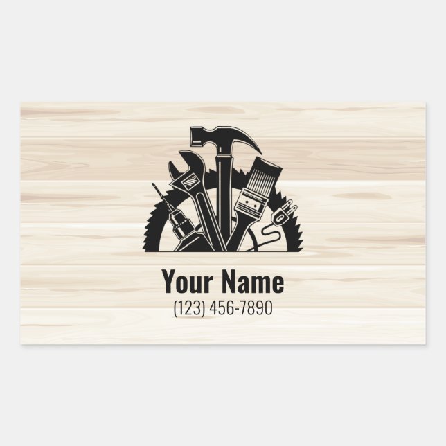 Customizable handyman tools wood sticker (Front)