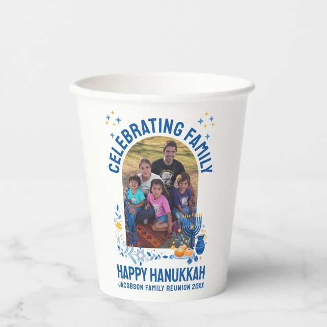 Customizable HANUKKAH FAMILY REUNION  Paper Cups (Front)