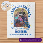 Customizable HANUKKAH FAMILY REUNION Souvenir Jigsaw Puzzle<br><div class="desc">Stylish HAPPY HANUKKAH Chanukah Souvenir jigsaw puzzle, with CUSTOMIZABLE TEXT and PHOTO. The text at the bottom is CUSTOMIZABLE so you can add your personalized message, eg. your name, family name or organization's name. This Hanukkah jigsaw puzzle would be a stylish home souvenir gift to celebrate Chanukah season. Coordinating gifts...</div>