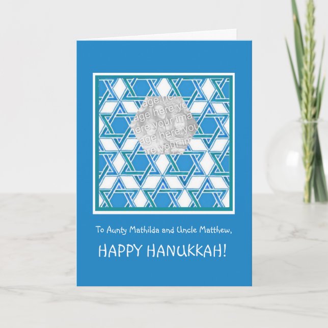 Customizable Hanukkah Photo Card, Star of David Holiday Card (Front)