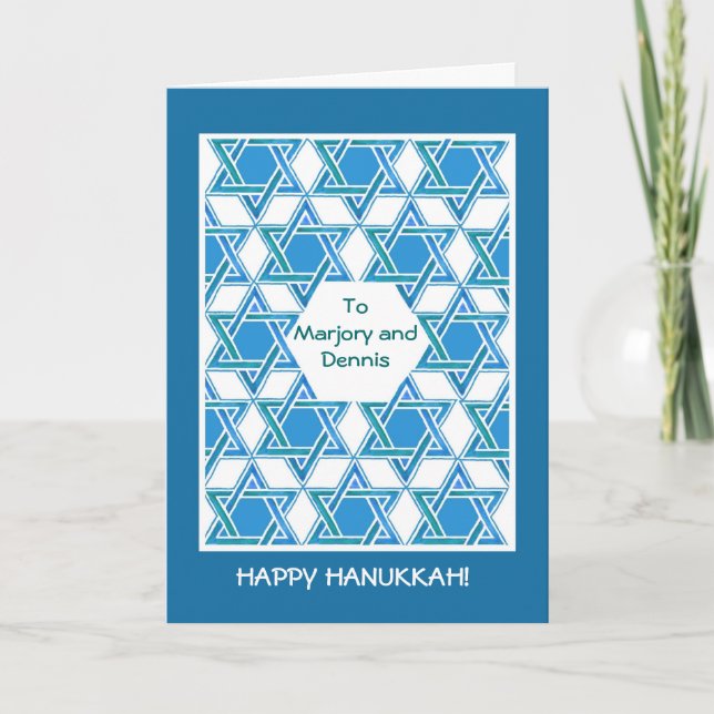 Customizable Hanukkah Star of David Greeting Card (Front)