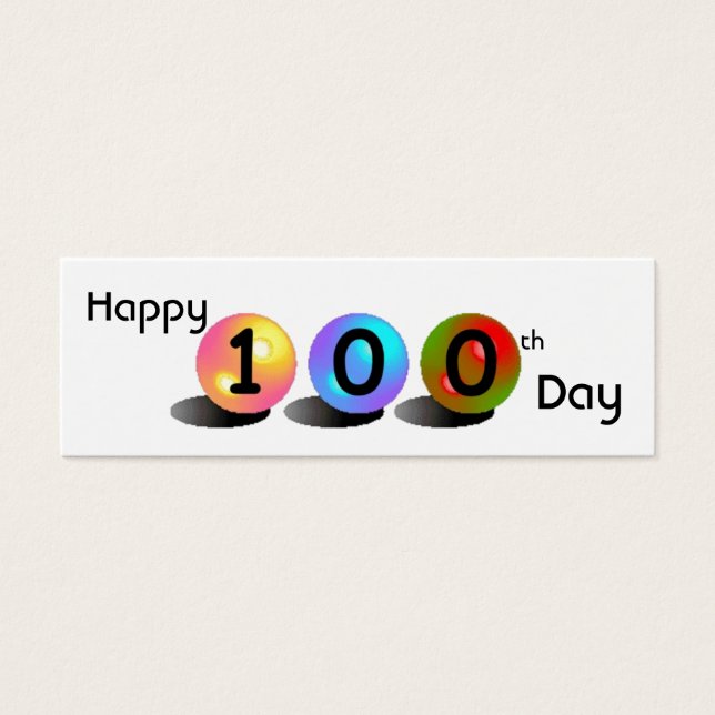 Customizable "Happy 100th Day" Mini Bookmarker (Front)