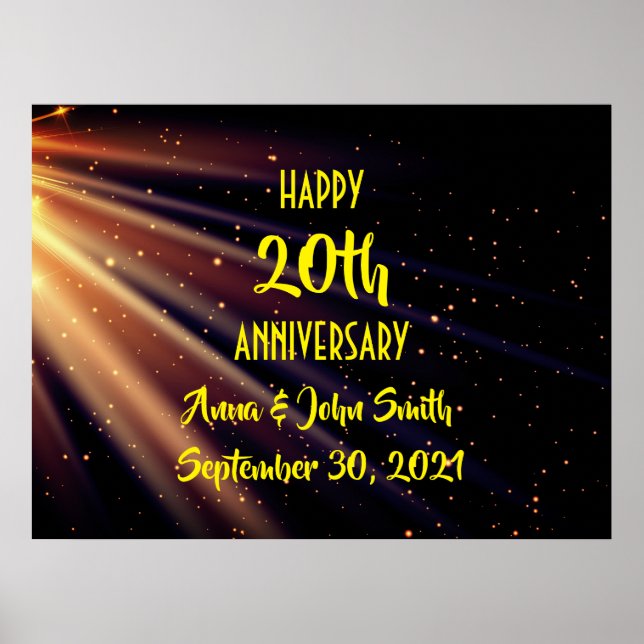 Customizable Happy Anniversary light beams Poster (Front)