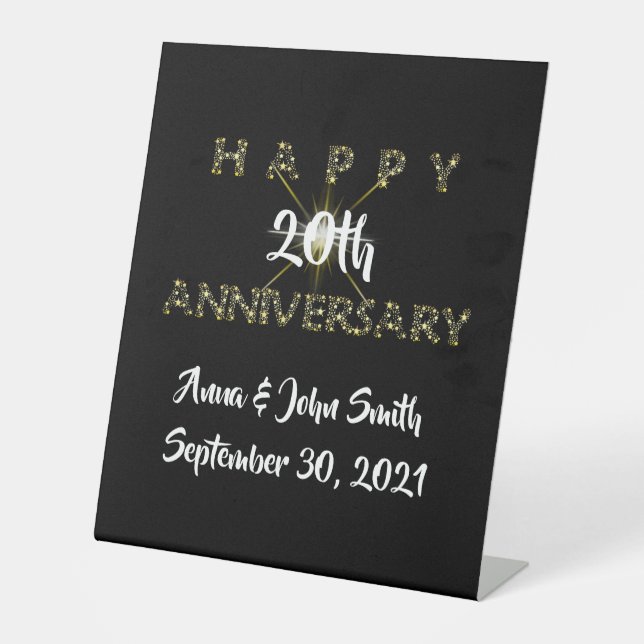 Customizable Happy Anniversary starry Pedestal Sign (Front)