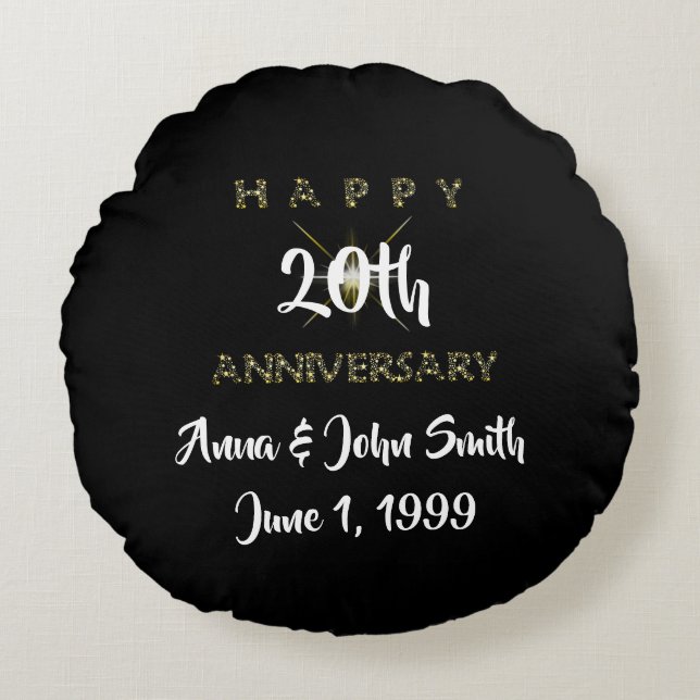 Customizable Happy Anniversary Starry Round Pillow (Front)